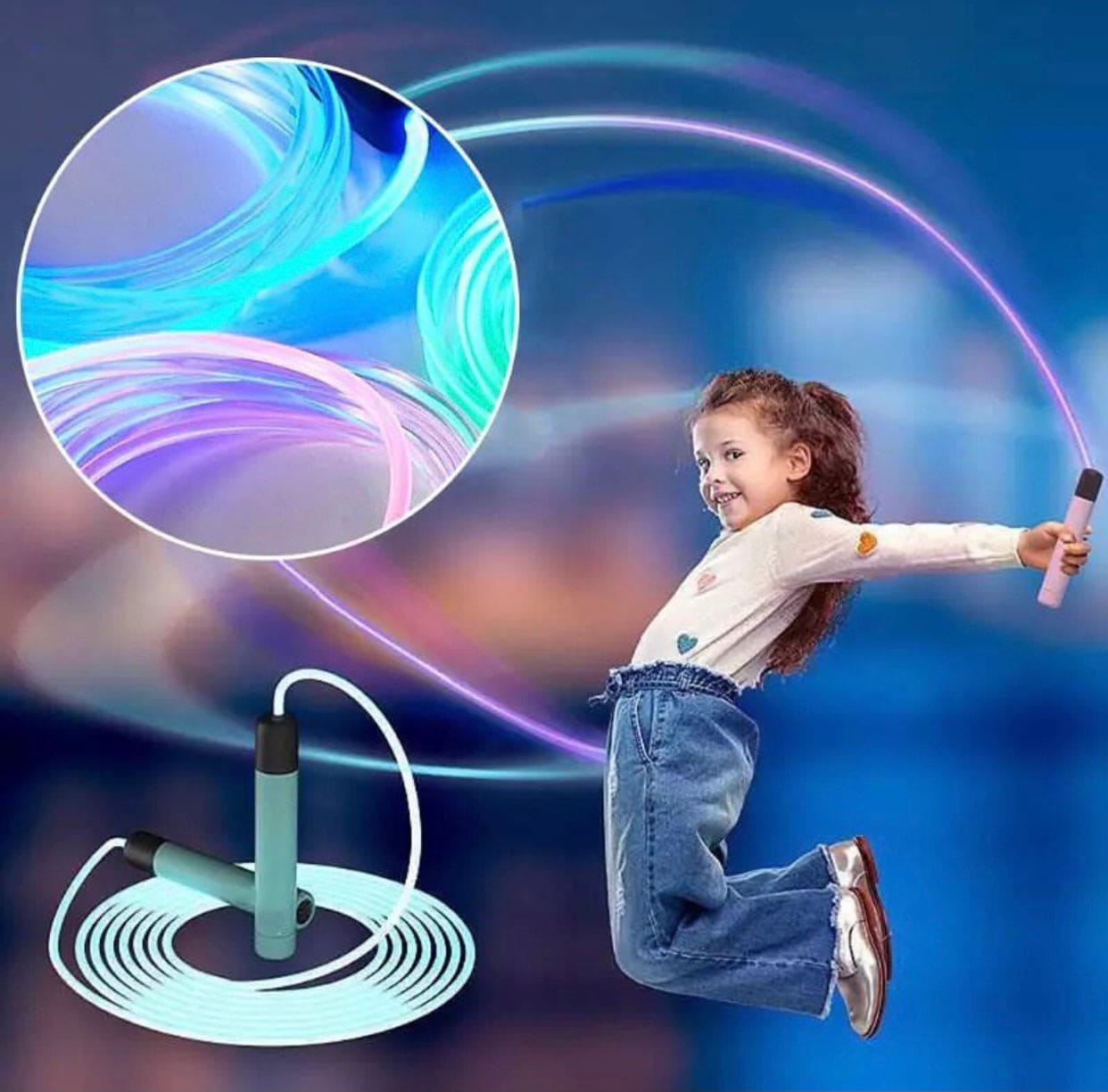 Adjustable Luminous LED Light Training Jump Rope, Led Light Up Jump Rope For Kids, Glowing Luminous Skipping Rope Adjustable Luminous LED Light Training Jump Rope, Led Light Up Jump Rope For Kids, Glowing Luminous Skipping Rope
